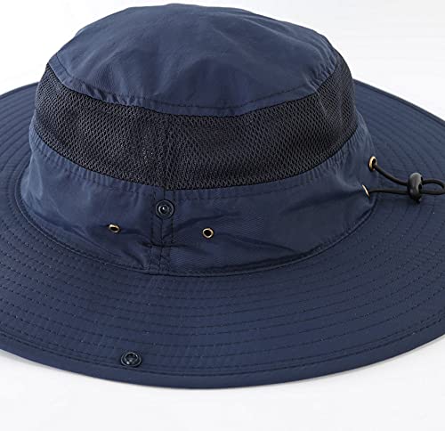 Connectyle Outdoor Mesh Sun Hat Wide Brim Sun Protection Hat Summer Fishing Hunting Hiking Gardenig Hat Navy Blue - Image 4