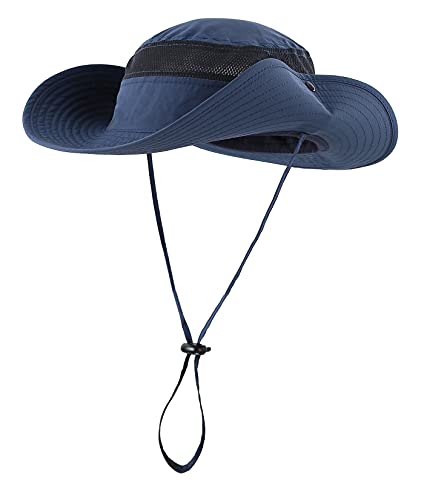 Connectyle Outdoor Mesh Sun Hat Wide Brim Sun Protection Hat Summer Fishing Hunting Hiking Gardenig Hat Navy Blue - Image 2