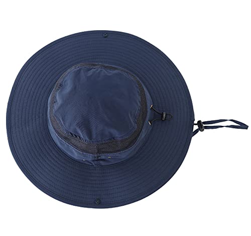 Connectyle Outdoor Mesh Sun Hat Wide Brim Sun Protection Hat Summer Fishing Hunting Hiking Gardenig Hat Navy Blue - Image 3