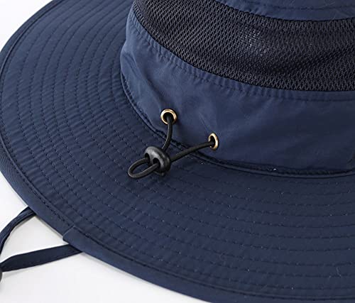 Connectyle Outdoor Mesh Sun Hat Wide Brim Sun Protection Hat Summer Fishing Hunting Hiking Gardenig Hat Navy Blue - Image 5