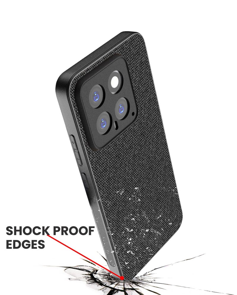 Kapa Soft Full Fabric Protective Back Case Cover for Xiaomi 14 (5G) | Shockproof Slim Hard Anti Slip Back Case (Black) - Image 5