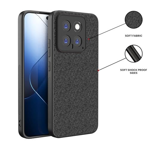 Kapa Soft Full Fabric Protective Back Case Cover for Xiaomi 14 (5G) | Shockproof Slim Hard Anti Slip Back Case (Black) - Image 3