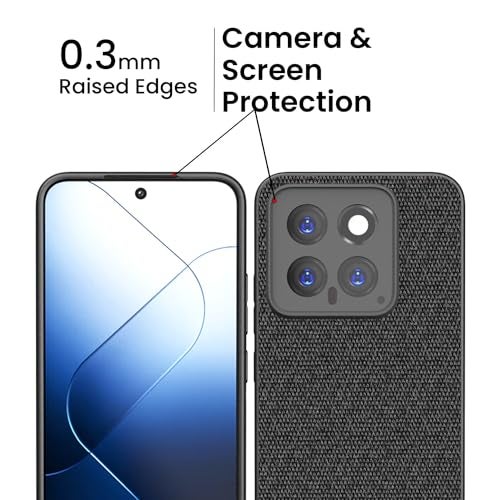 Kapa Soft Full Fabric Protective Back Case Cover for Xiaomi 14 (5G) | Shockproof Slim Hard Anti Slip Back Case (Black) - Image 4