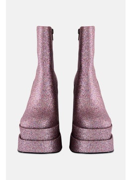 STEVE MADDEN Women Round Toe Block Heel Zip-up Dress Boots, Purple Multi  - Image 2