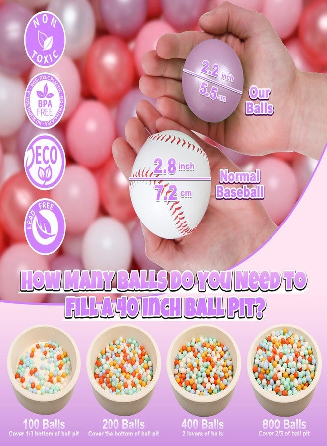 GOGOSO Ball Pit Balls for Toddlers Dogs Baby, 2.2 Inch Pastel Play Ball Toys Kid Ballpit, Bounse House, Birthday, Tent, Party,100 pcs, Pink Purple - Image 3