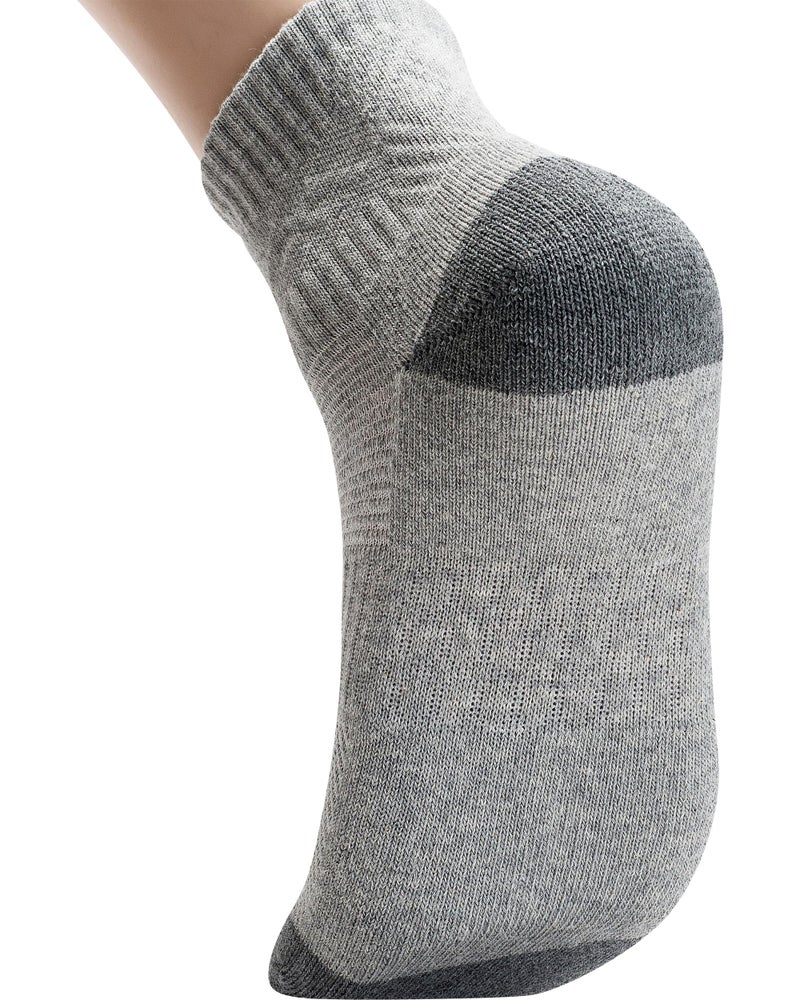 Pro Mountain Wide Toe Box For Health Cotton Compression Ankle Socks Athletic Hiking Mesh Quarter Length Size S Women 6-8 Grey 6 Pairs No Logo - Image 2