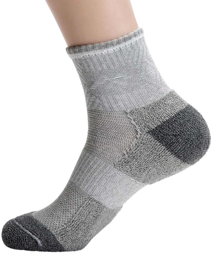 Pro Mountain Wide Toe Box For Health Cotton Compression Ankle Socks Athletic Hiking Mesh Quarter Length Size S Women 6-8 Grey 6 Pairs No Logo - Image 4