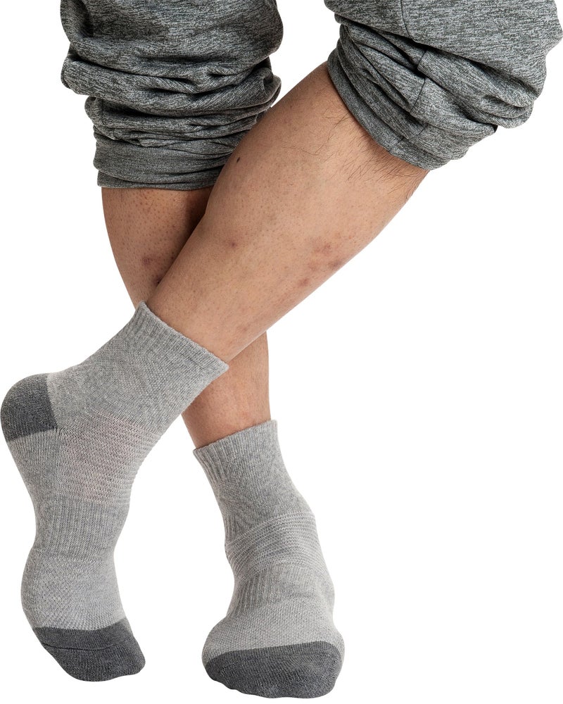 Pro Mountain Wide Toe Box For Health Cotton Compression Ankle Socks Athletic Hiking Mesh Quarter Length Size S Women 6-8 Grey 6 Pairs No Logo - Image 5
