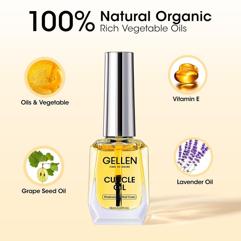 GELLEN 18 ml Glossy Top Coat Gel Base Coat Gel Cuticle Oil - Image 3