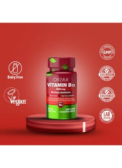 ORZAX ORZAX Vitamin B12 5000 mcg Methylcobalamin for Memory, Mood, Cardiovascular and Energy Supplement - Cherry Flavored - 120 Sublingual Tablets  - Image 3