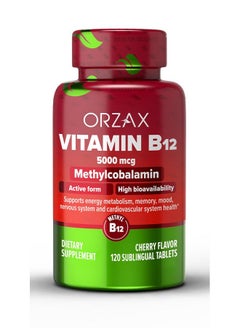 ORZAX ORZAX Vitamin B12 5000 mcg Methylcobalamin for Memory, Mood, Cardiovascular and Energy Supplement - Cherry Flavored - 120 Sublingual Tablets  - Image 1