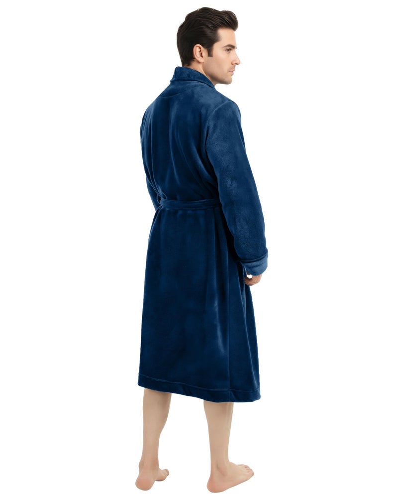NY Threads Mens Robe, Luxury Plush Fleece Mens Bathrobe, Spa Bath Robe for Men, XX-Large-3X-Large, Navy - Image 1