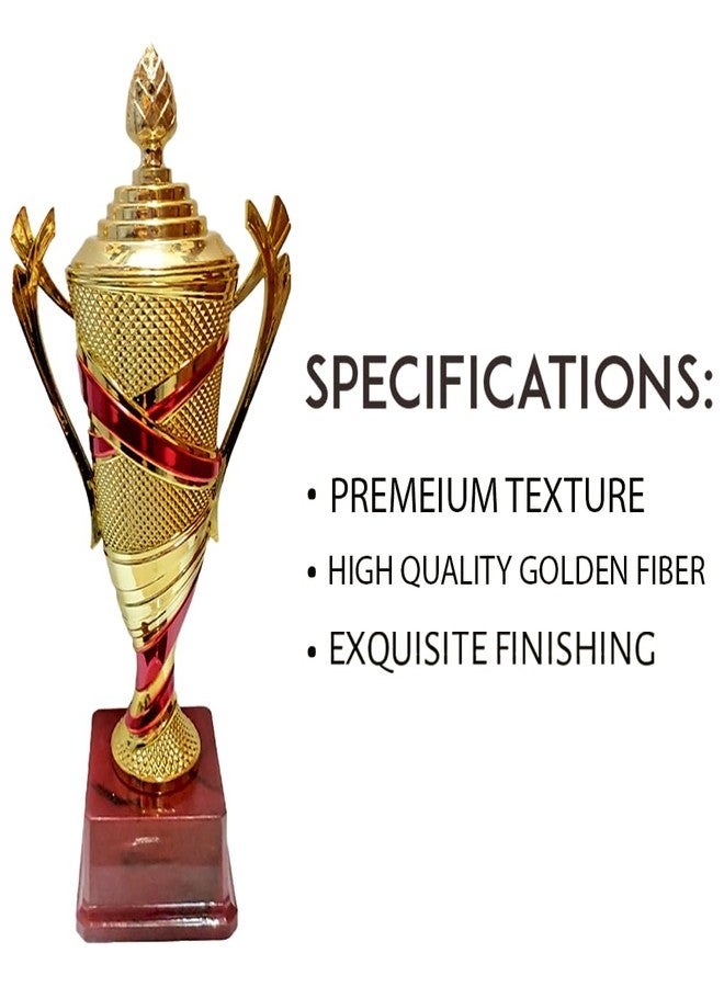 BAREEZE PURE Trophy Cup Diamond Metallic Fiber Gold Award | Trophy for Party Celebrations, Ceremony, Appreciation Gift, Sport, Academy, Winner Cup Trophy Awards | Size 18 & 16 Inch | Pack of 2 - Image 3