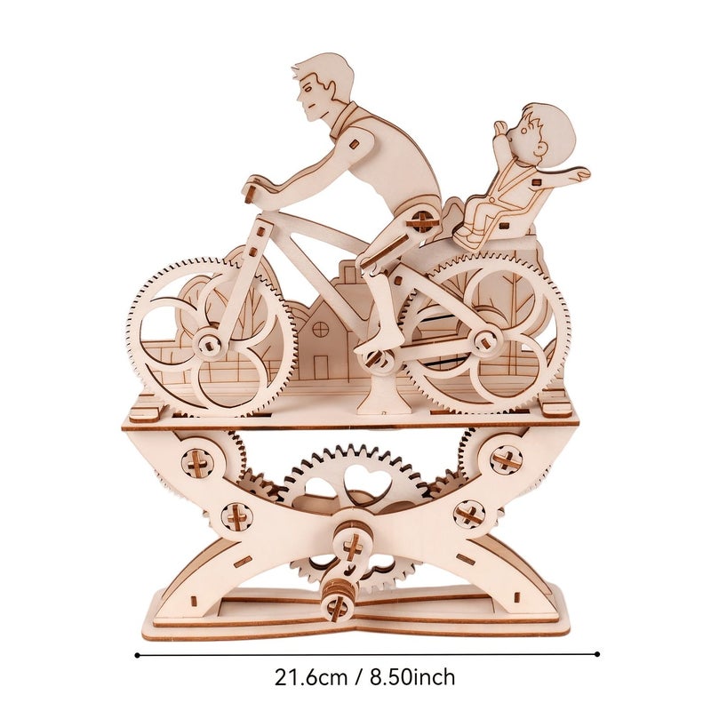 3D Wooden Puzzle Gear Bicycle Model Boy Assembly Desktop Ornament - Image 3