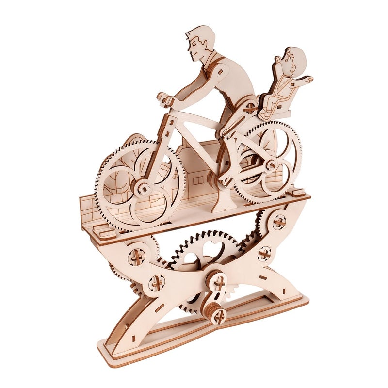 3D Wooden Puzzle Gear Bicycle Model Boy Assembly Desktop Ornament - Image 5