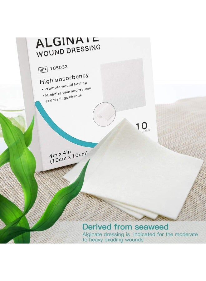 Dimora Calcium Alginate Wound Dressing, 4'' x 4'' Patches,10 Individual Sterile Pads, Soft and Highly Absorbent Dressing Gauze, Non-Stick Padding - Image 3