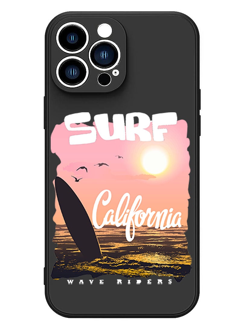 Theodor Protective Slim Fit Case Liquid Silicone Cover with Full Body Protection Anti-Scratch Shockproof Case For iPhone 13 Pro Max Black  - surf copy - Image 1