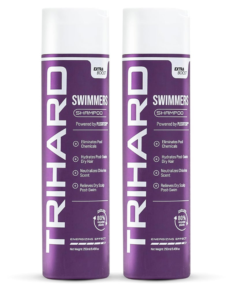 TRIHARD Swimmers Shampoo Extra Boost | Removing Chlorine and Hard Water Negative Effects | Specialized Swim Shampoo (Pack of 2)