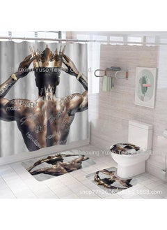 Bluejw Black Series Hot Selling 3D HD Digital Printing Waterproof Mildew Partition Shower Curtain Factory Outlet  - Image 5