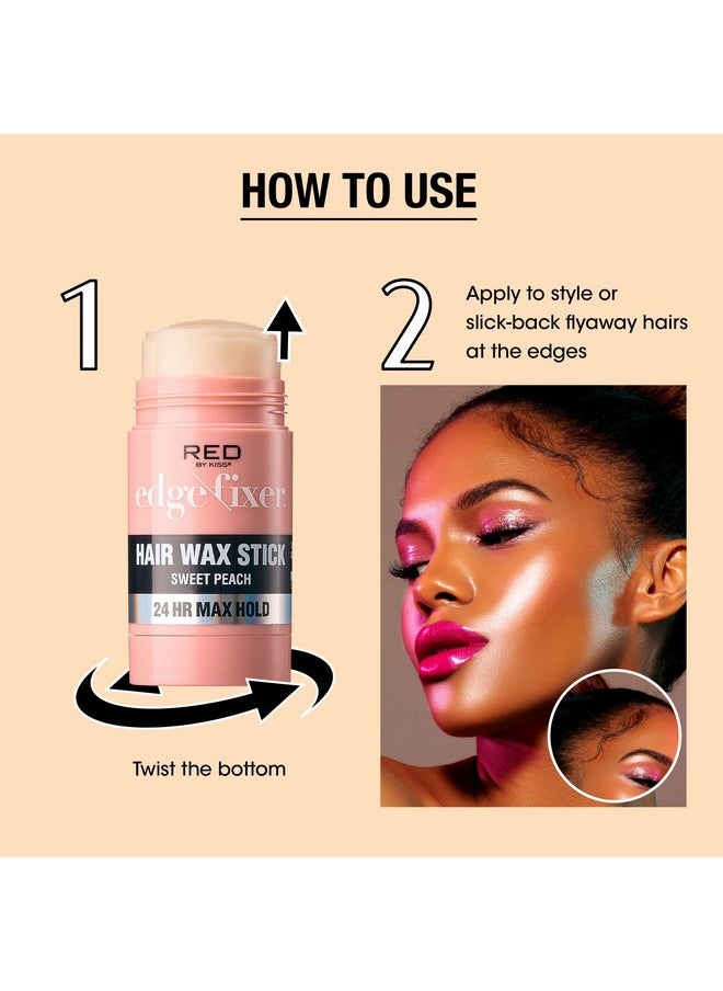 Red by Kiss Red by Kiss Hair Wax Stick 24HR Max Hold Edge Fixer Edge Control Pomade Non-Sticky, Non-Oily Flake Free Hair Styling Wax (Sweet Peach)  - Image 4