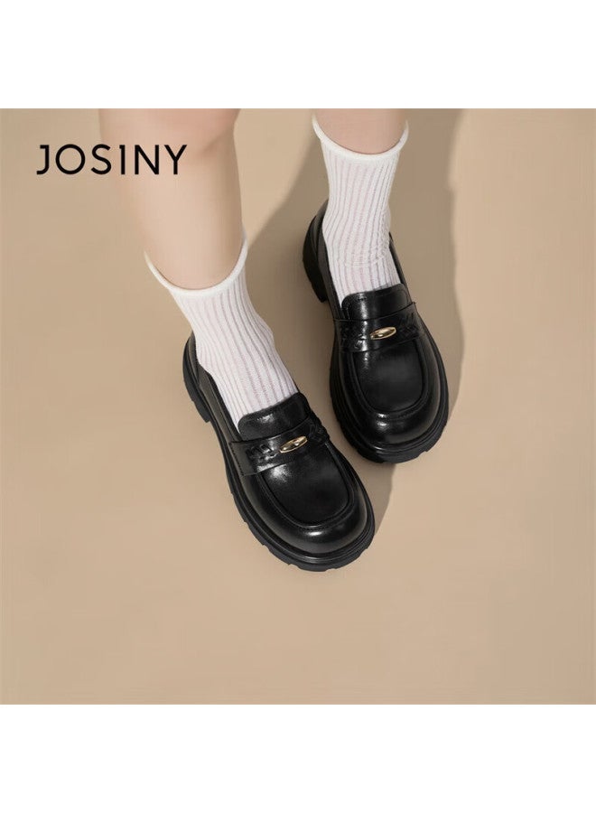 Josiny Zhuoshini Women's Thick Sole Loafers  New Spring British Style Versatile Soft Sole Slip-on Black 37 - Image 2