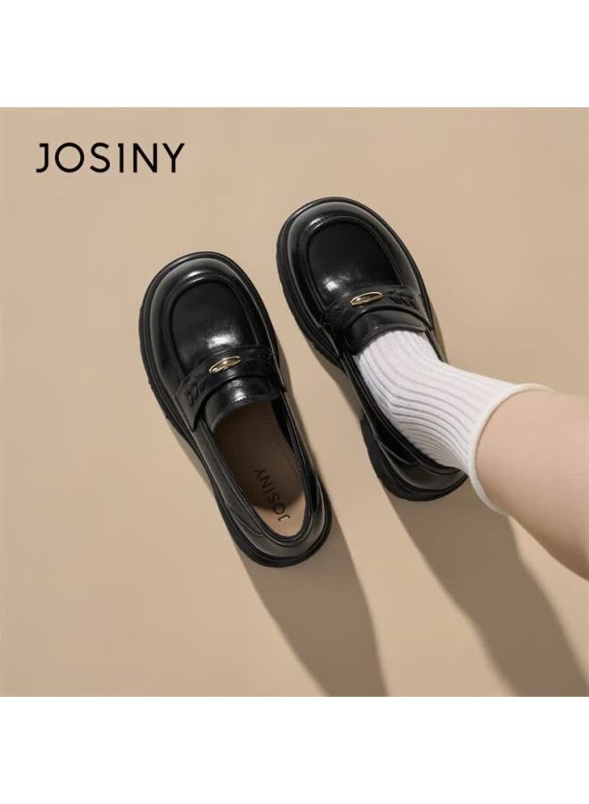 Josiny Zhuoshini Women's Thick Sole Loafers  New Spring British Style Versatile Soft Sole Slip-on Black 37 - Image 1