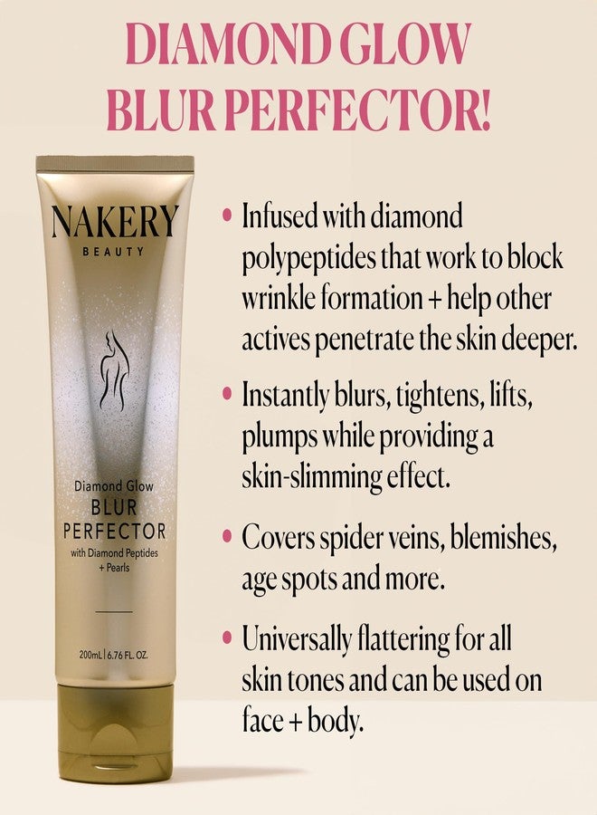Nakery Diamond Glow Blur Perfector Face & Body Bronzer Shimmer - Illuminating Shimmer Lotion for Women Body - Hydrating Body Glow Shimmer with Diamond Peptides - Instantly Plumps & Tightens Skin - Image 2
