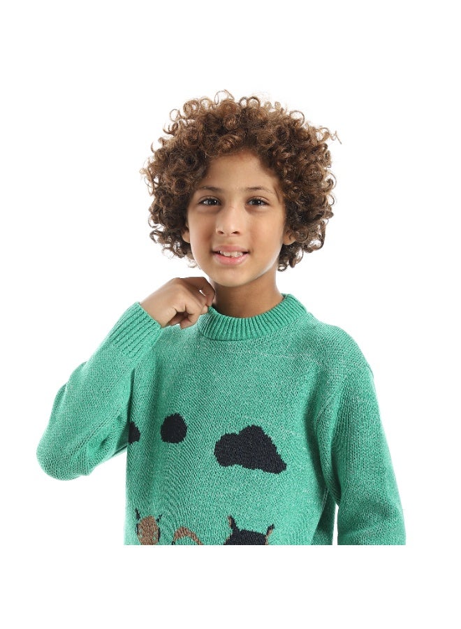 Caesar Boys' wool pullover with train print - Image 5