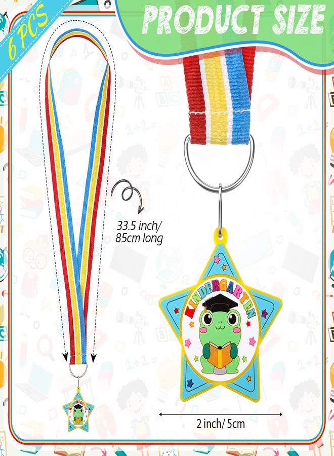 Landical 6 Pcs Preschool Pre-k Graduation Medal for Kids Bulk with Rainbow Neck Ribbon Kindergarten Grad Award Medals for School Students Grad Gifts Party Decorations(Frog) - Image 2