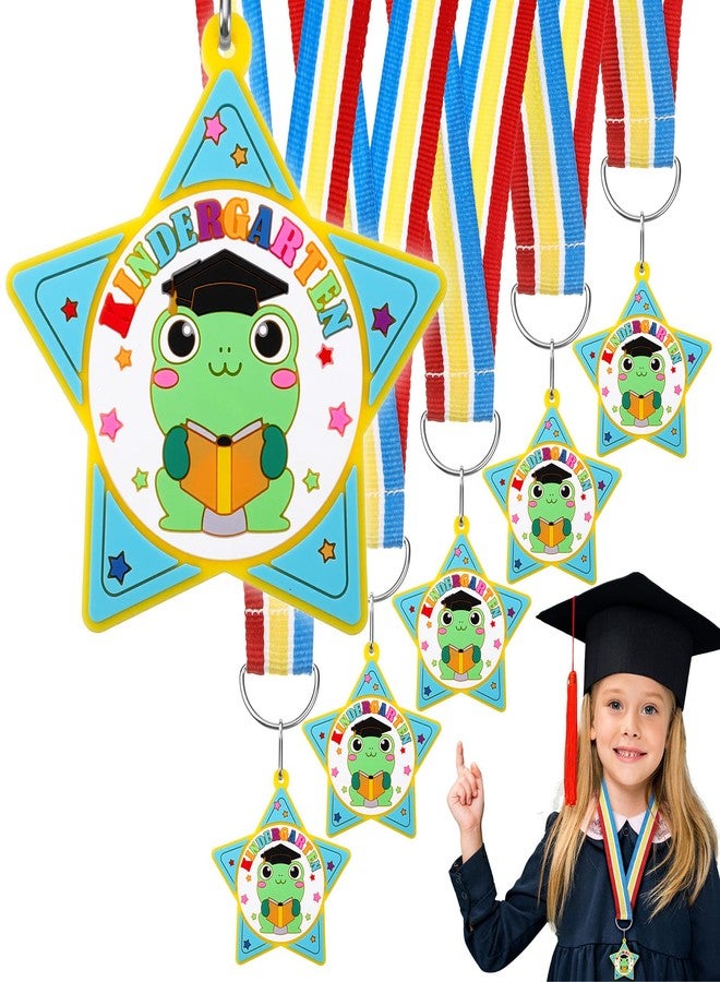 Landical 6 Pcs Preschool Pre-k Graduation Medal for Kids Bulk with Rainbow Neck Ribbon Kindergarten Grad Award Medals for School Students Grad Gifts Party Decorations(Frog) - Image 1