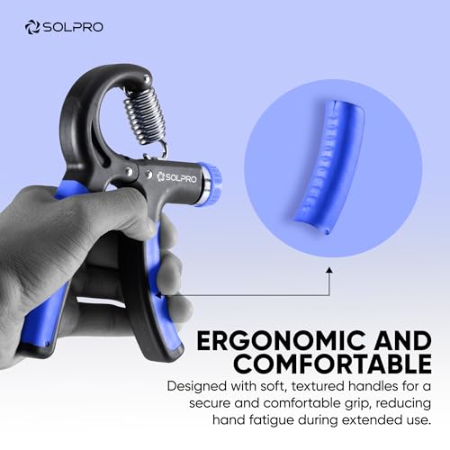 Solpro FirmFlex Adjustable Hand Grip Strengthener for Men & Women | Adjustable 5 to 60 kg Resistance | Forearm, Wrist & Finger Strengthener | Home, Gym & Rehab Workouts (Black/Blue) - Image 3