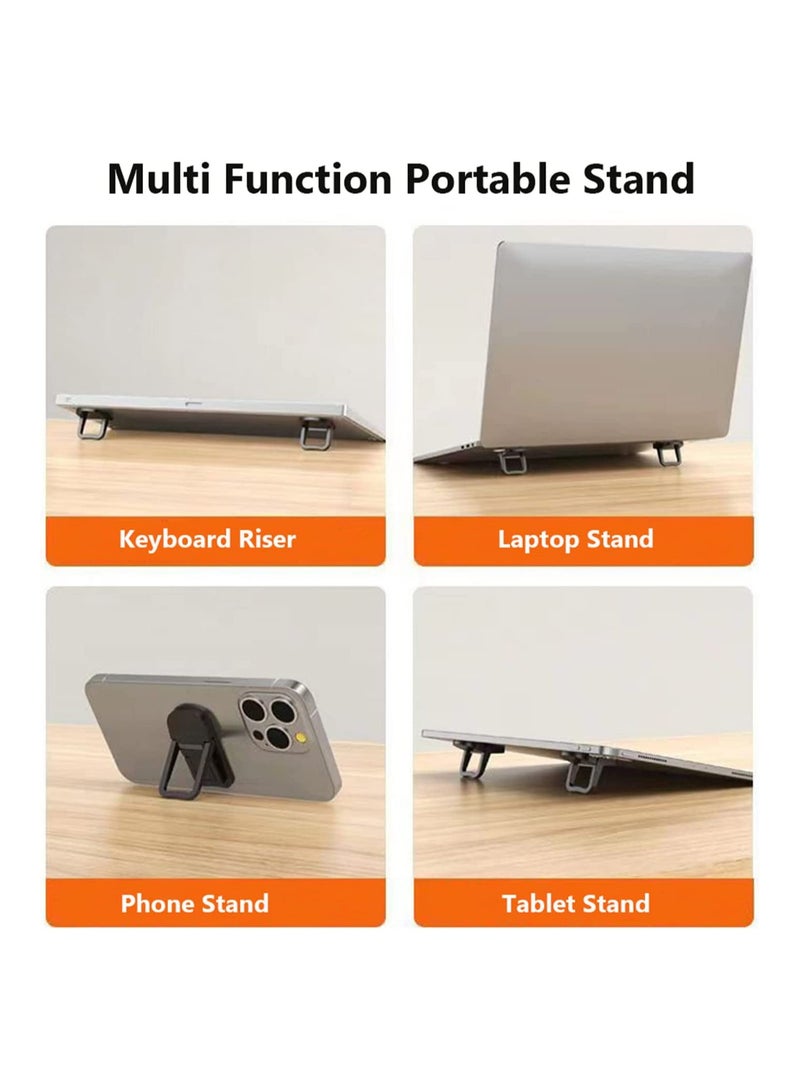 SOLARAE Mini Foldable Laptop Stand, Self-Adhesive Portable Invisible Computer Keyboard Riser, Adjustable Height for for MacBook, Dell, HP and Other 10-17 Inches Laptop, Black, 2PCS - Image 2