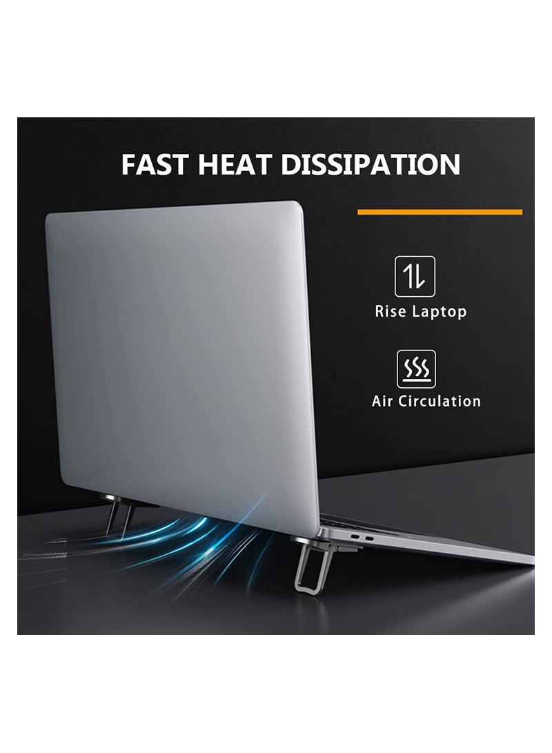 SOLARAE Mini Foldable Laptop Stand, Self-Adhesive Portable Invisible Computer Keyboard Riser, Adjustable Height for for MacBook, Dell, HP and Other 10-17 Inches Laptop, Black, 2PCS - Image 3