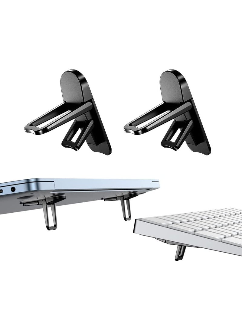 SOLARAE Mini Foldable Laptop Stand, Self-Adhesive Portable Invisible Computer Keyboard Riser, Adjustable Height for for MacBook, Dell, HP and Other 10-17 Inches Laptop, Black, 2PCS - Image 1