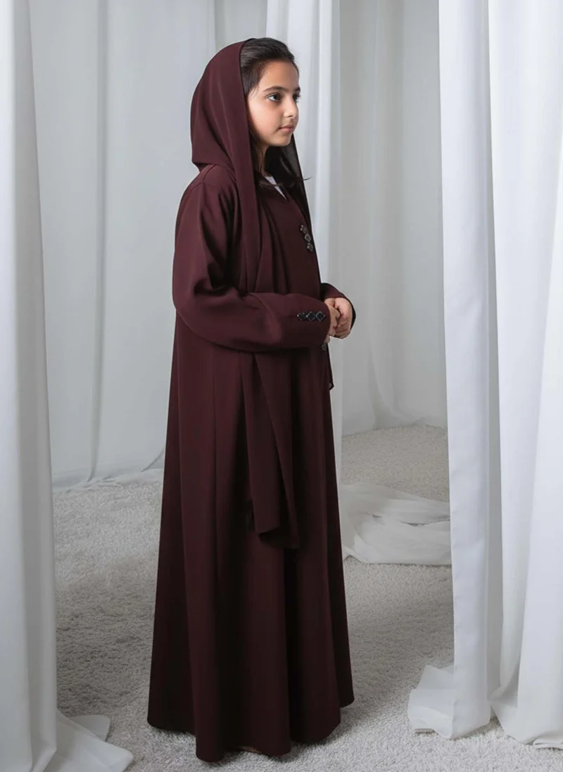 MSquare Fashion Kids Abaya With Sheila I Elegant Brown Barbie Crepe Modest Wear for Girls