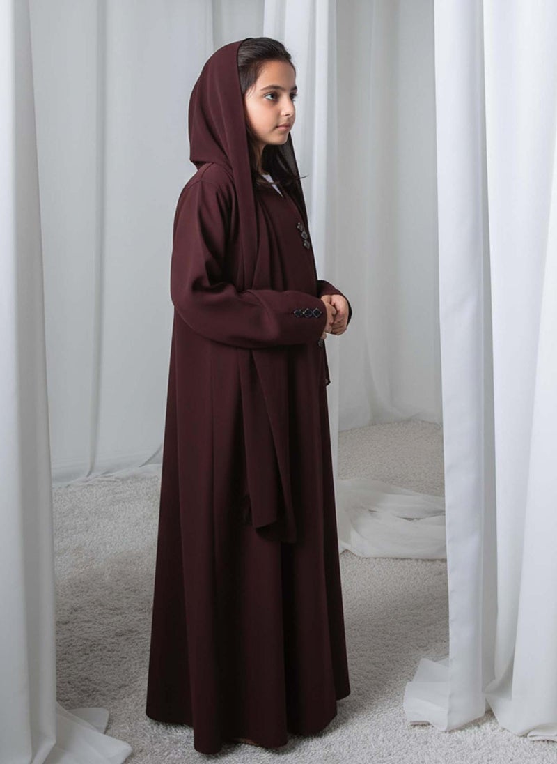 MSquare Fashion Kids Abaya With Sheila I Elegant Brown Barbie Crepe Modest Wear for Girls - Image 2