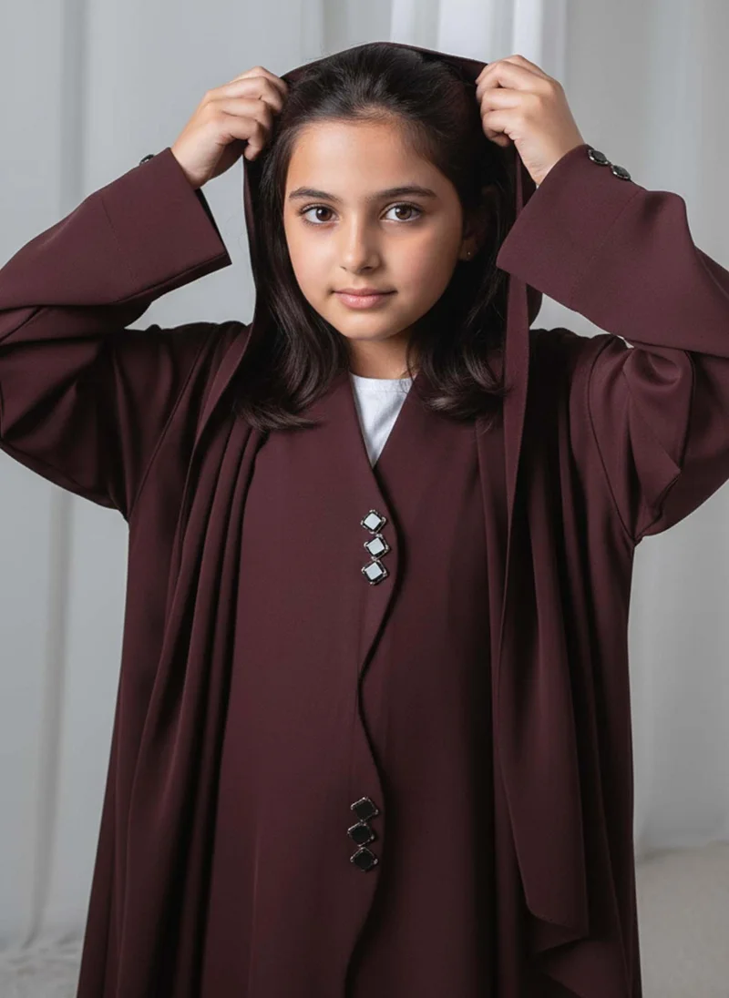 MSquare Fashion  Kids Abaya With Sheila I Elegant Brown Barbie Crepe Modest Wear for Girls for Women | Best Price UAE