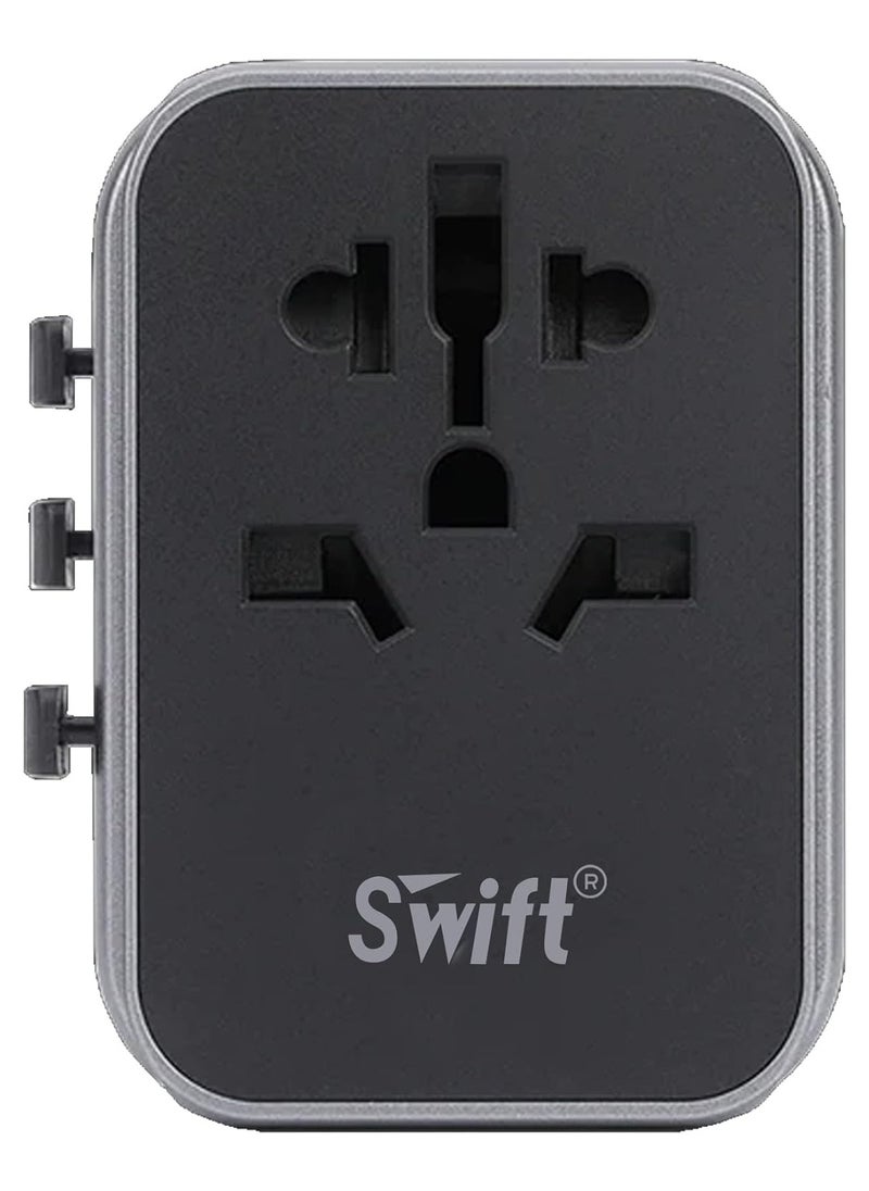 Swift - 30W Universal Travel Adapter Multi Socket, 10A Fast Charging International Power Adapter 2 USB Ports and 2 USB Type C Ports with Country Specific Multi Plug - Image 1