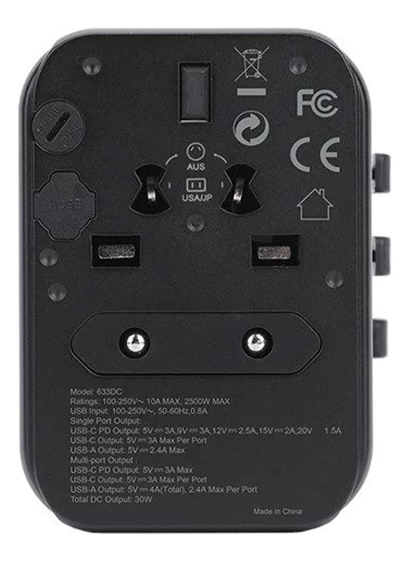 Swift - 30W Universal Travel Adapter Multi Socket, 10A Fast Charging International Power Adapter 2 USB Ports and 2 USB Type C Ports with Country Specific Multi Plug - Image 1