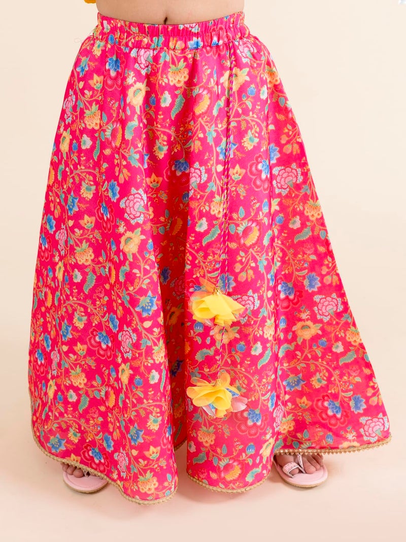 Pspeaches Polyester Girls Coral Yellow Ready To Wear Readymade Lehenga Choli (Orange-2-3Y), 2 Years-3 Years - Image 3