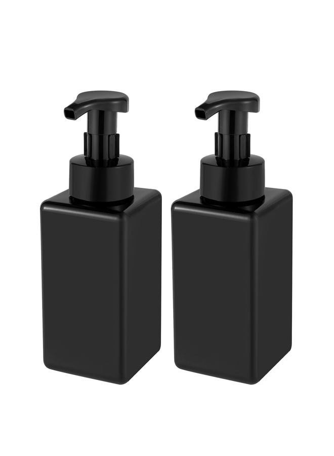 UUJOLY Foaming Soap Dispenser, 22 oz Refillable Pump Bottle Plastic for Liquid Soap, Shampoo, Body Wash, 2 Pcs, Black - Image 1