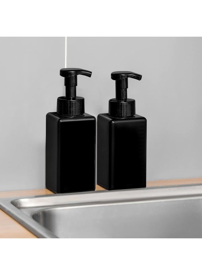 UUJOLY Foaming Soap Dispenser, 22 oz Refillable Pump Bottle Plastic for Liquid Soap, Shampoo, Body Wash, 2 Pcs, Black - Image 3