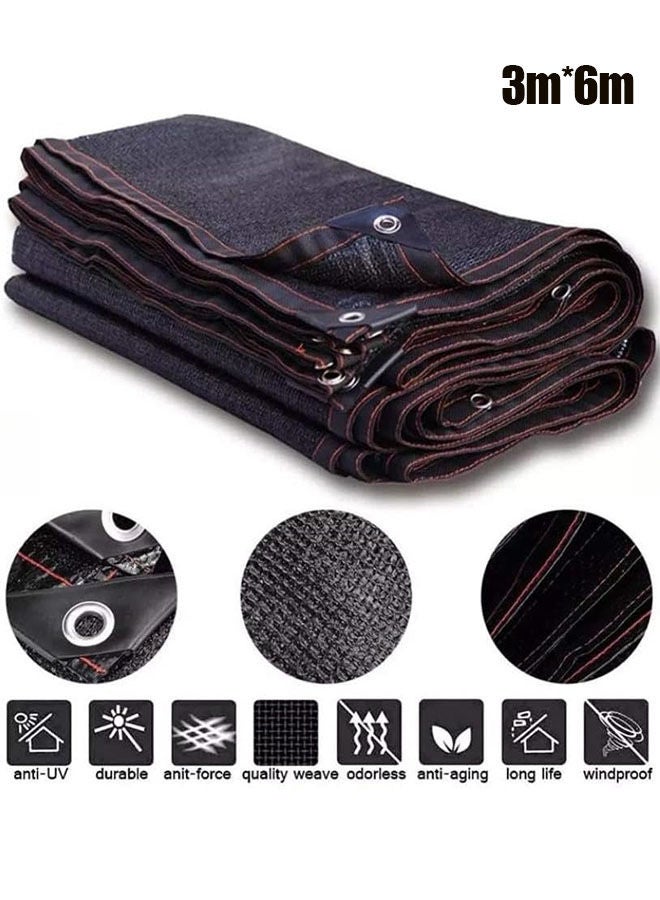 Generic Black Sun Mesh Sunblock Shade Cloth Taped Edge With Grommets Uv Resistant Shade Sunblock Net Black Shade Cloth For Greenhouse Parking Garden Yard Or Kennel 3m*6m  - Image 1