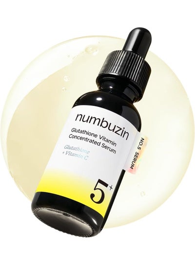 numbuzin No.5 Serum | Glutathione Vitamin Concentrated Serum | Glutathione, Vitamin C, Tranexamic Acid | Hyperpigmentation, Acne Scars | Suitable for Sensitive Skin, Korean Skincare | 1.01 fl. oz.