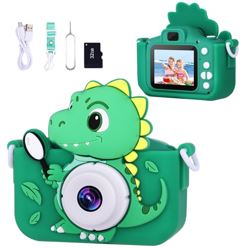 Envyvip Dinosaur Toys Camera for Kids Boys Age 38 Toddler Kids Digital Camera Christmas Birthday Gifts for 3 4 5 6 7 8 Years Old Boy Cute Selfie Video Camera HD 1080P 32GB SD Card Included - Image 1