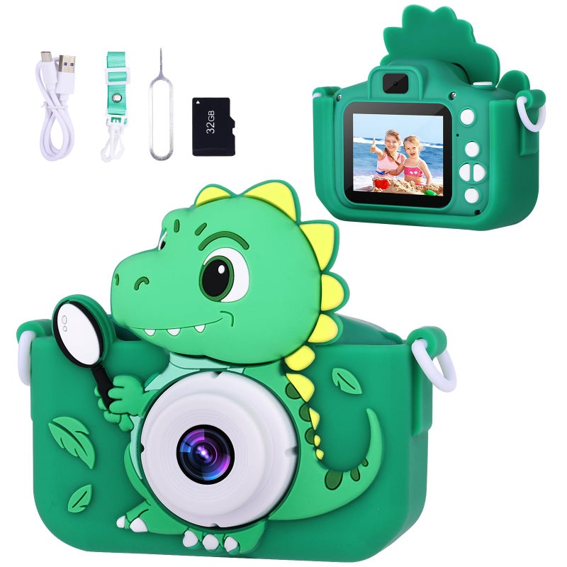 Envyvip Dinosaur Toys Camera for Kids Boys Age 38 Toddler Kids Digital Camera Christmas Birthday Gifts for 3 4 5 6 7 8 Years Old Boy Cute Selfie Video Camera HD 1080P 32GB SD Card Included - Image 2