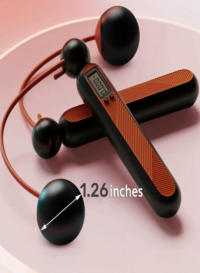 Xfopz Smart Jump Rope, Digital Weighted Handle Workout Jumping Rope with Counter, Cordless Weighted Skipping Jump Rope with Cordless Ball for Women Training Indoor and Outdoor (Orange) - Image 2