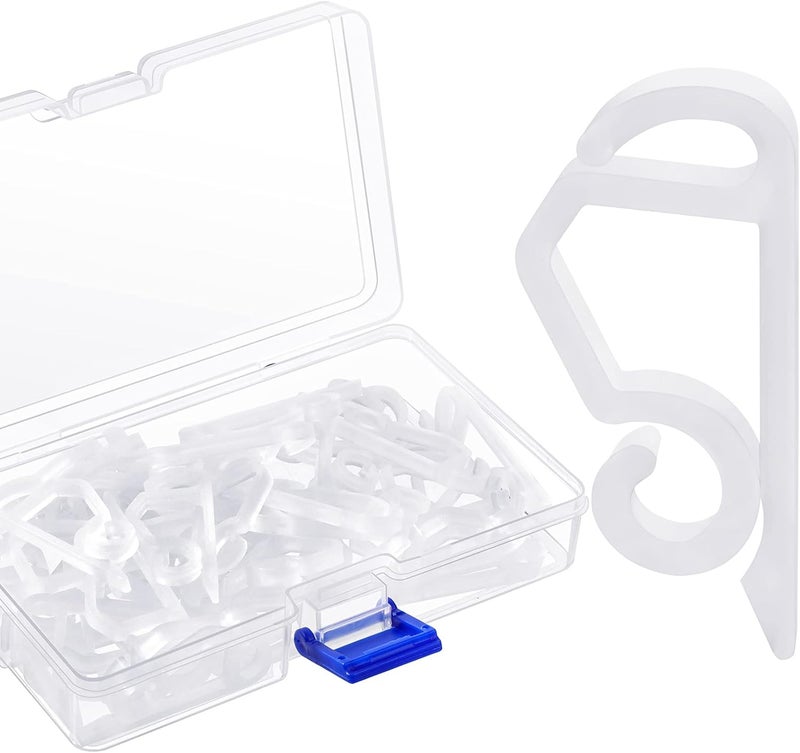 Marsui 40 Pieces Christmas Light Clips Outdoor Gutter Hooks Plastic Seasonal Weatherproof Clips Holiday Fence Hooks for Christmas Roof Tree Outside Hanging String Lights (White) - Image 1