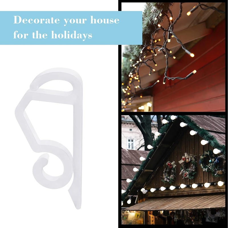 Marsui 40 Pieces Christmas Light Clips Outdoor Gutter Hooks Plastic Seasonal Weatherproof Clips Holiday Fence Hooks for Christmas Roof Tree Outside Hanging String Lights (White) - Image 5