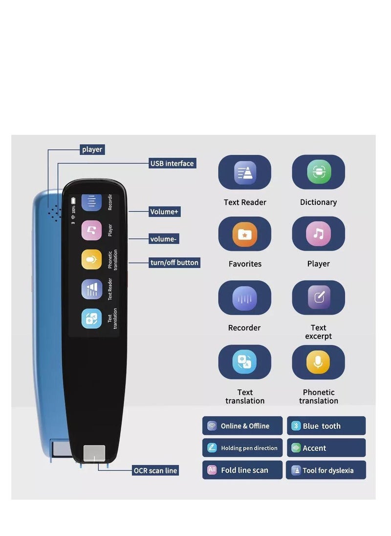 Generic - Scan Reader Pen 16GB Dictionary Mobile Scanner Translator Scanning Pen 112 Language OCR Digital Reader Pen Voice Translator Device Text Phonetic Multilingual Translation - Image 1